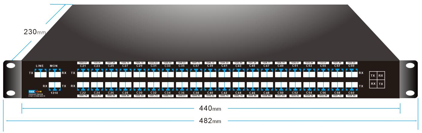 40CH DWDM MUX DEMUX 19” Inch 1U Rack