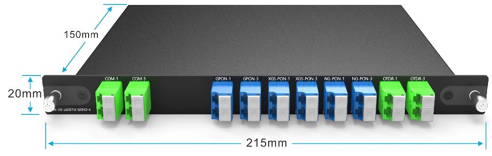 4X4CH WDM LGX BOX Plug in 4-Slot 1U Rack