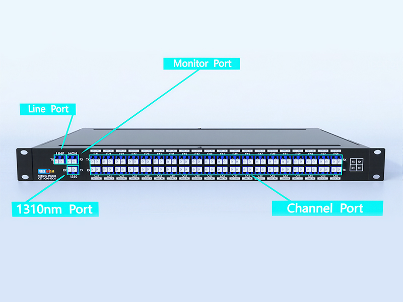DWDM MUX DEMUX 40CH C21-C60 with 1310nm and monitor port, LC/UPC dual fiber 1U Rack